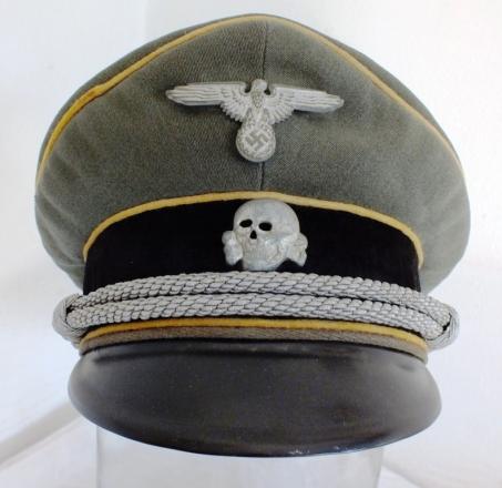 WSS OFFICER YELLOW PIPED OFFICER VISOR CAP WITH UNIQUE SKULL!