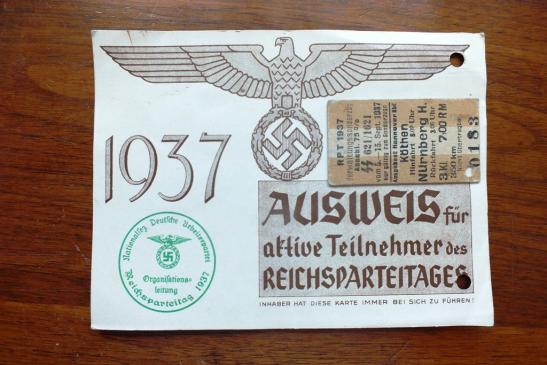 1937 REICHSPARTEITAGES AUSWEIS SS !