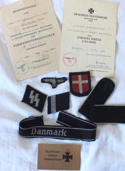 WSS DANMARK INSIGNIA GROUPING WITH CITATIONS TO SS-STURMANN HAFENSCHERER