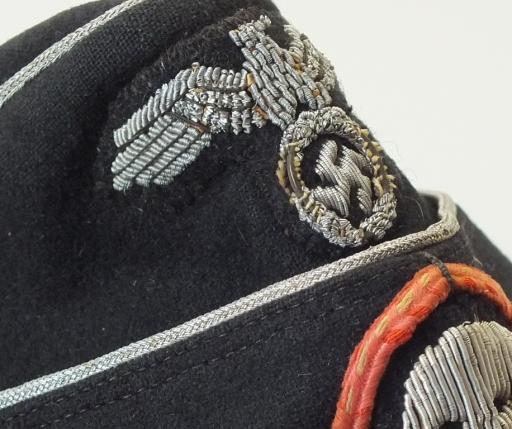 WSS PANZER OFFICER SIDE HAT WITH PINK SOUTACHE AND FLEMISH INSIGNIA