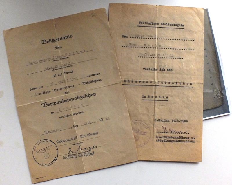 1.Komp.12th SS  HITLERJUGEND AUFKLARUNGS ABTEILUNG CITATIONS SS-STURMBANNFUHRER BREMER SIGNAURE