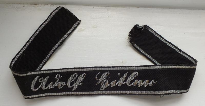 LSSAH EARLY BULLION WIRE HAND EMBROIDERED CUFF TITLE