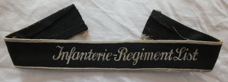 INFANTERIE-REGIMENT LIST CUFF TITLE