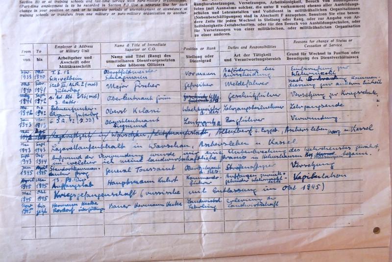 DAS REICH SS-OBERSTURMFUHRER GROUPING POW DOCS